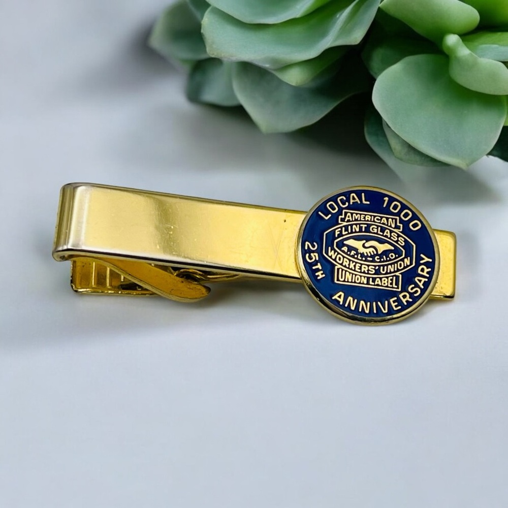 Local 1000 American Flint Glass Workers Union Label 25th Anniversary Tie Clip